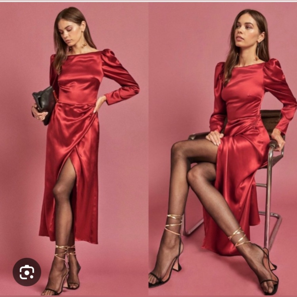 Reformation red silk dress new with tag size 4